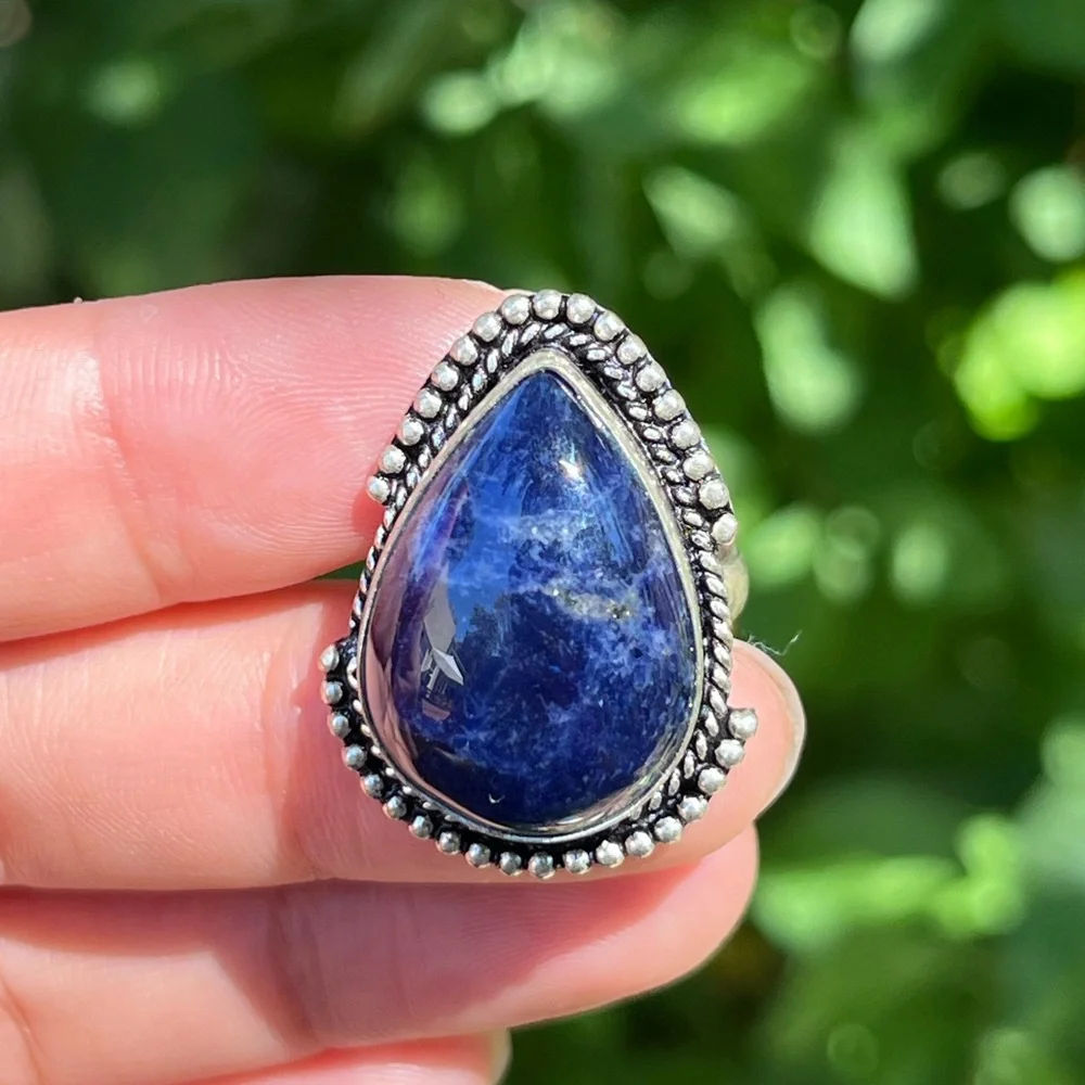 Size 6.25 925 silver plated‎ sodalite ring